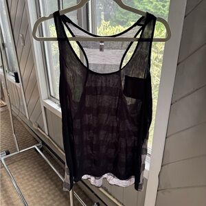 Xhilaration Black Sheer Striped Tank Top
